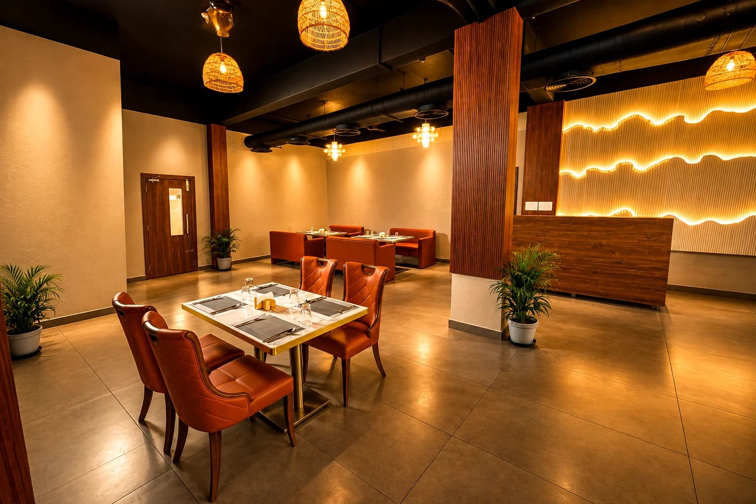 Wide view of Fish Town's dining floor